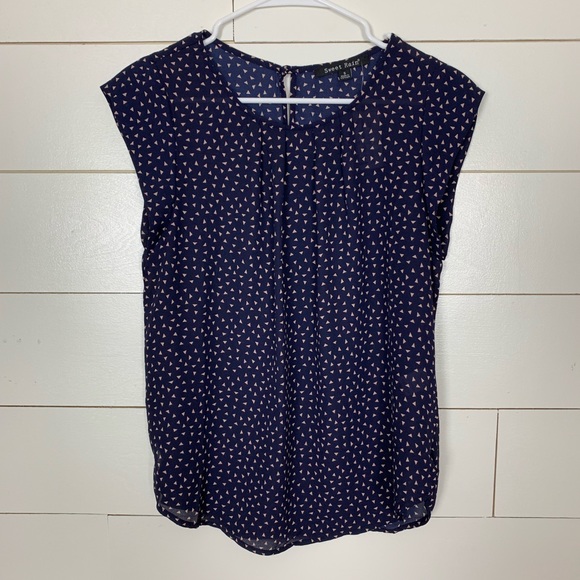 NWT Sweet Rain Navy Geometric Confetti Print Blouse Dress Shirt Top Small - Picture 3 of 8